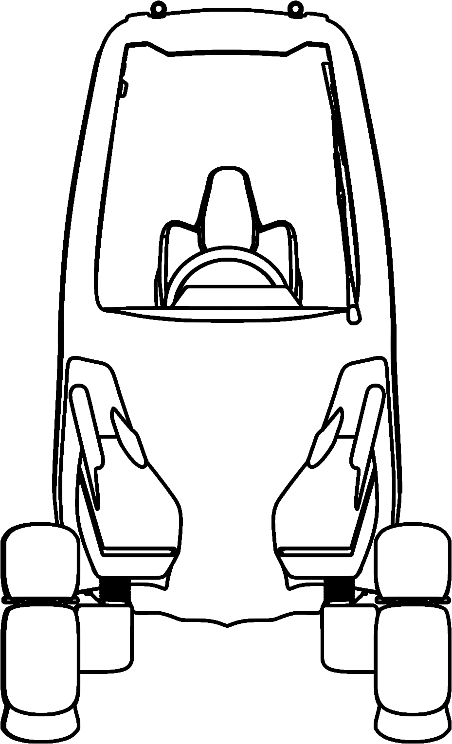 CAIRN 正视线图，展示乘员座椅与整车宽度关系